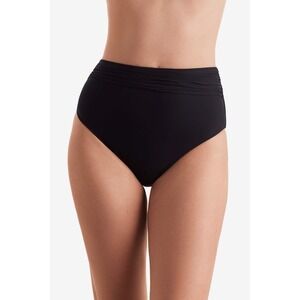 NWT Mimi Flamingo Bikini Bottoms Women Black Ruched High Waist Swim 10 $69